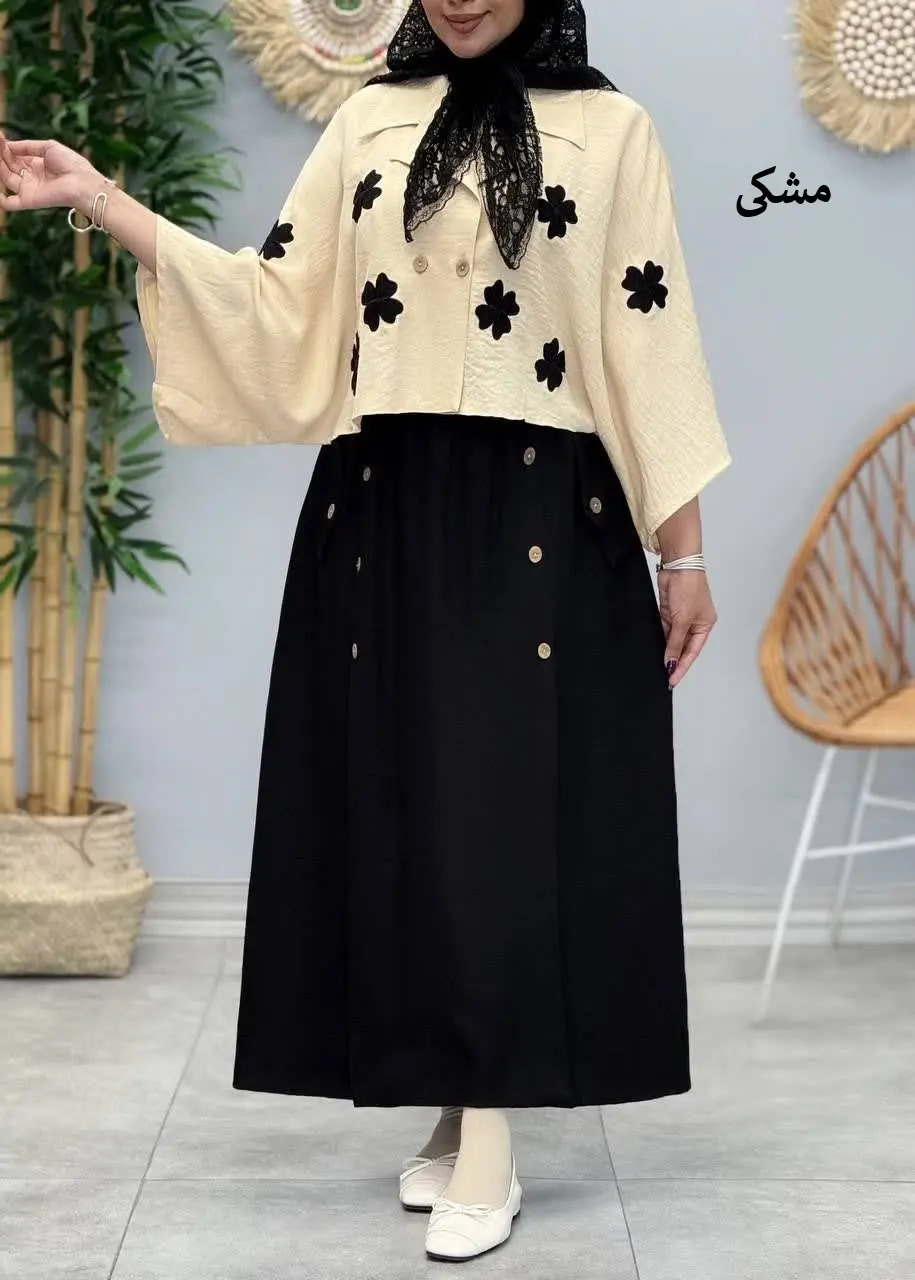 3406-شومیز و دامن گلدوزی